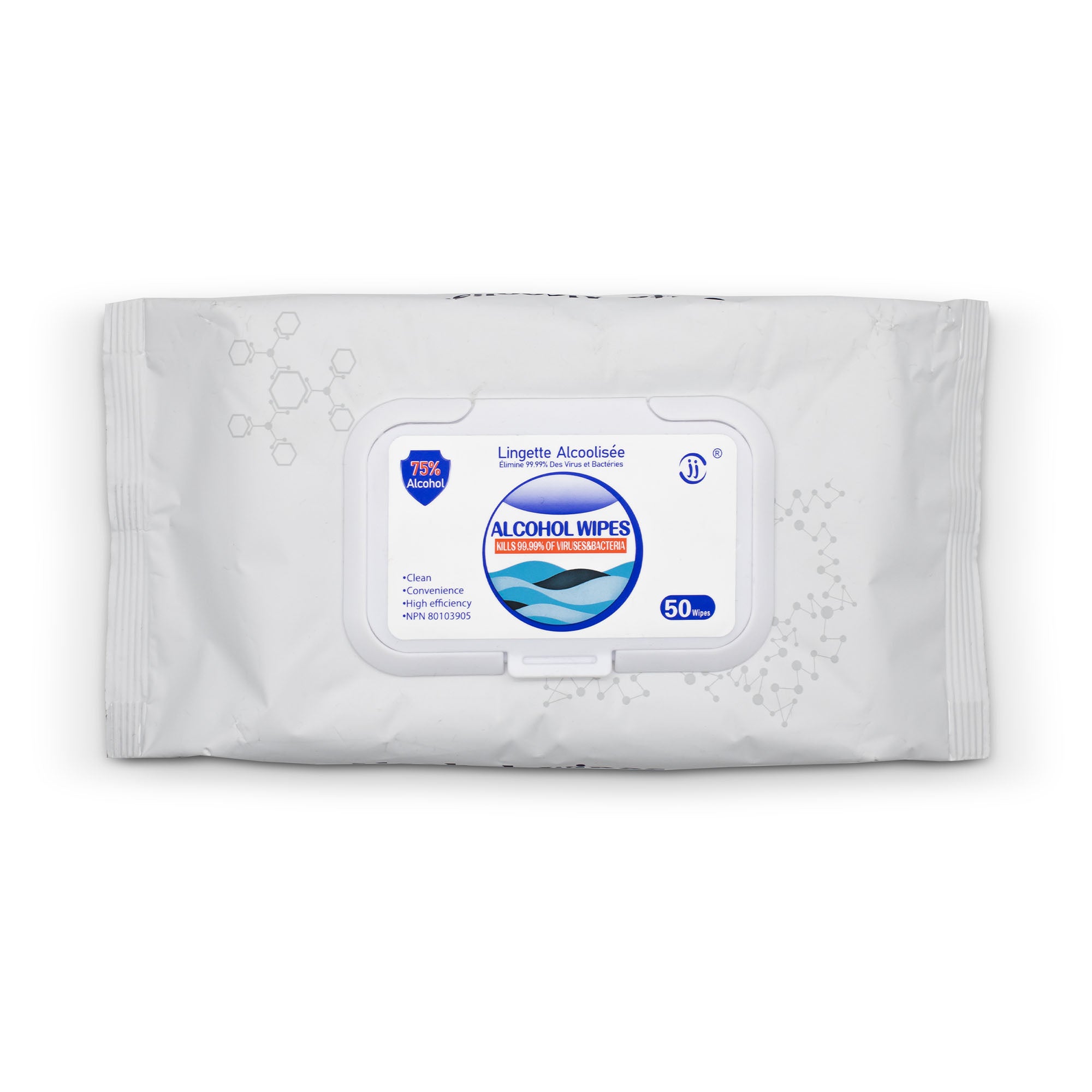 JJ Alcohol Wipes, 75% Alcohol - 4 Pack